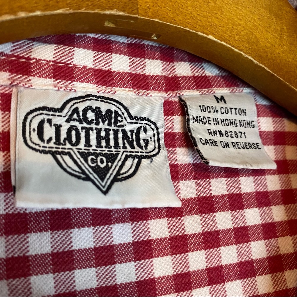 Vintage Acme Clothing Co All American Classic Plaid Embroidered Button Up Size M - Picture 5 of 10